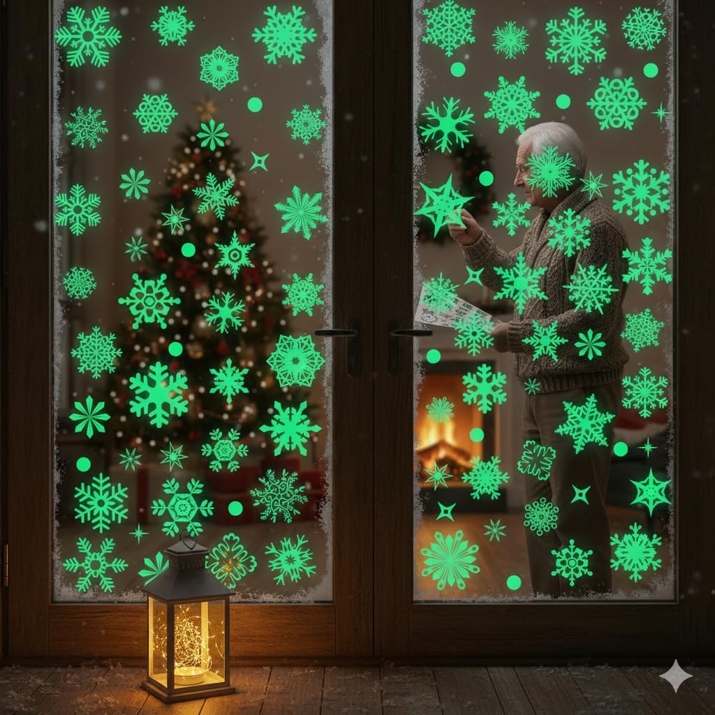 93 Pcs Christmas Window Clings – Holiday Decorations & Decals Christmas Stickers for Glass, Doors & Mirrors – Xmas Decoration Removable Christmas Decor