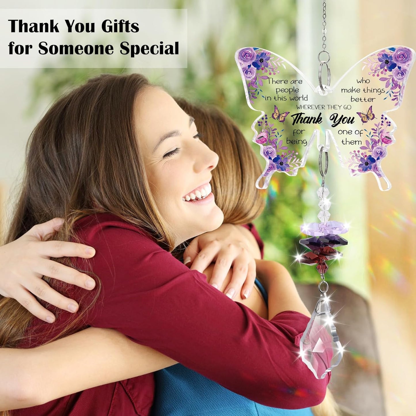 Christmas Thank You Gifts for Women Crystal Suncatcher, Employee Appreciation Gifts Hanging Butterfly Crystal Suncatcher, Thank You Gift for Coworkers, Friends, Teachers Rainbow Maker Ornament