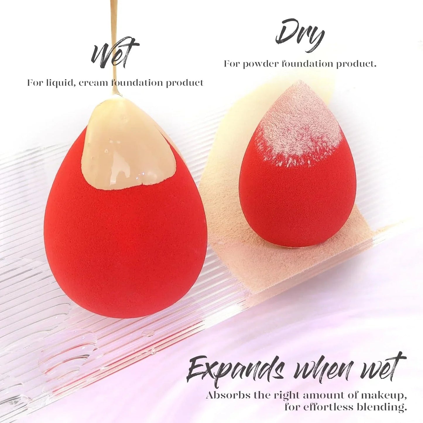 5 Pcs Latex-Free Makeup Sponge Set for Blending Foundation, Liquid, Cream & Powder