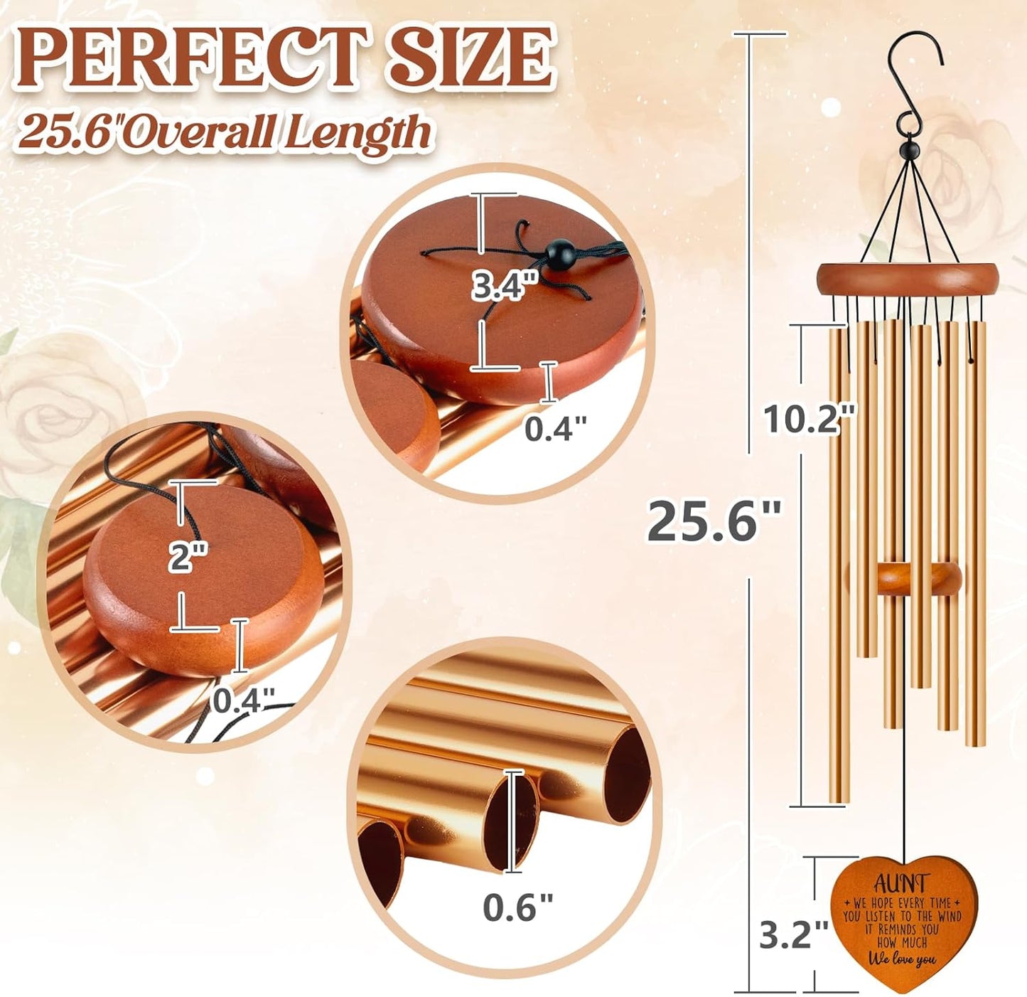 Aunt Gifts for Women, Birthday Gifts for Aunt from Niece Nephew, Unique Aunt Wind Chime Garden Decor, Mothers Day Christmas Thanksgiving