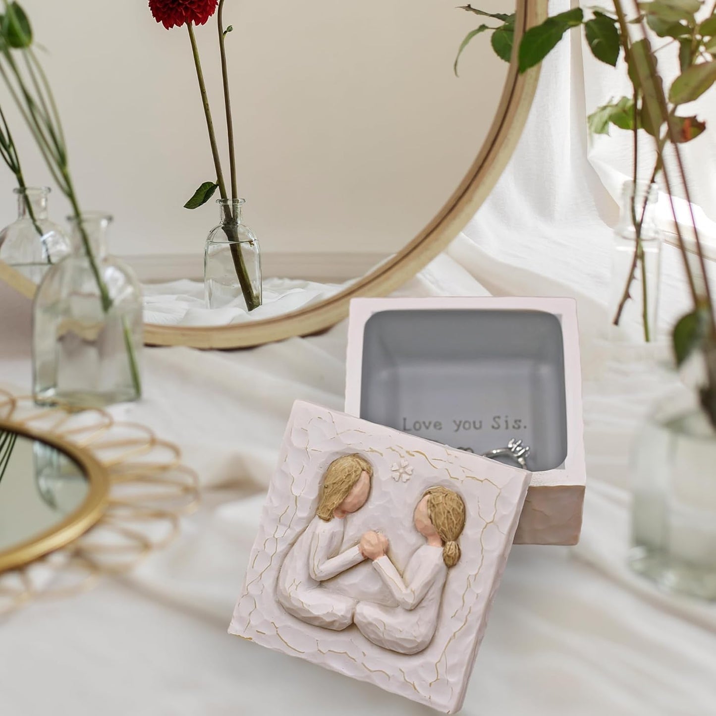 Birthday Gifts for Women, Sister Gifts, Friendship Gift, Best Friend Gift, Christmas Gifts for Sister, Sculpted Hand-Painted Keepsake Box