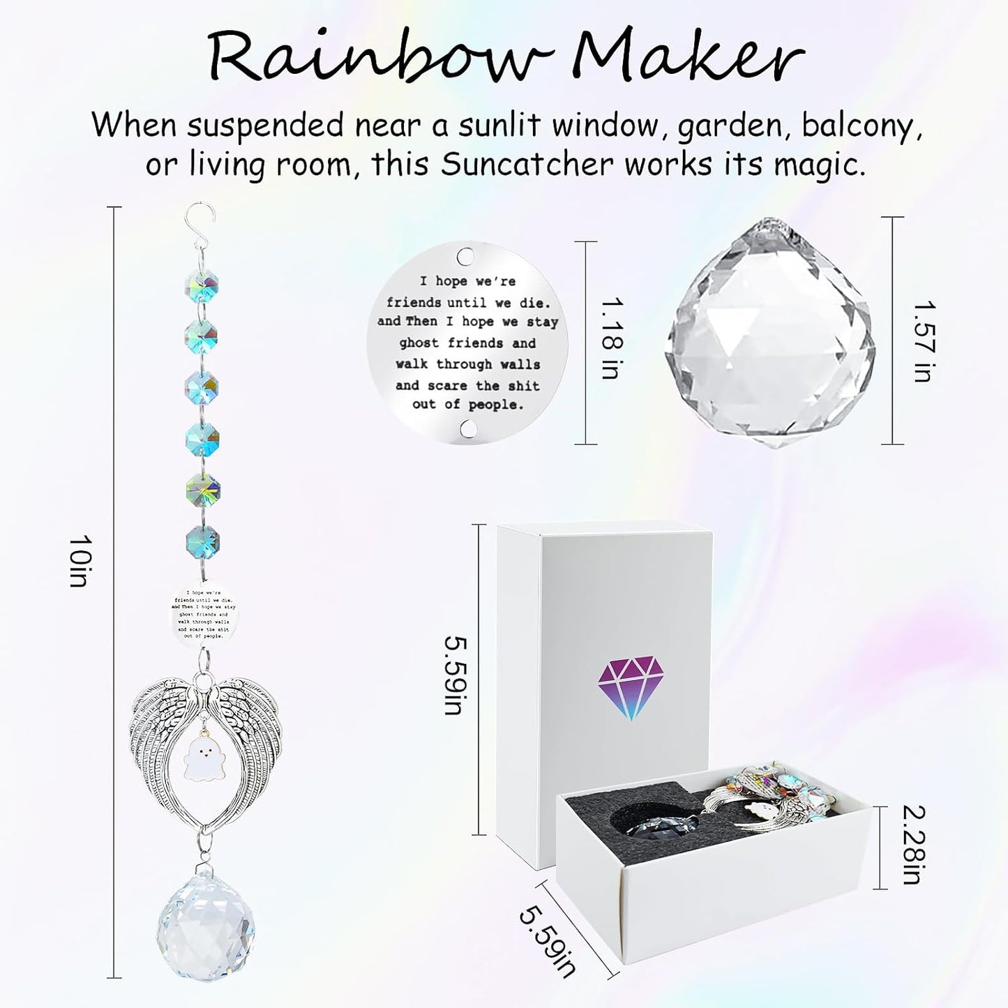 Friendship Gifts for Women,Unique Gifts for Best Friend,Funny Birthday Gift for Women,Long Distance Friendship Crystal,Memorial Suncatcher Gift for Best Friend/Sister/Classmate/Coworker
