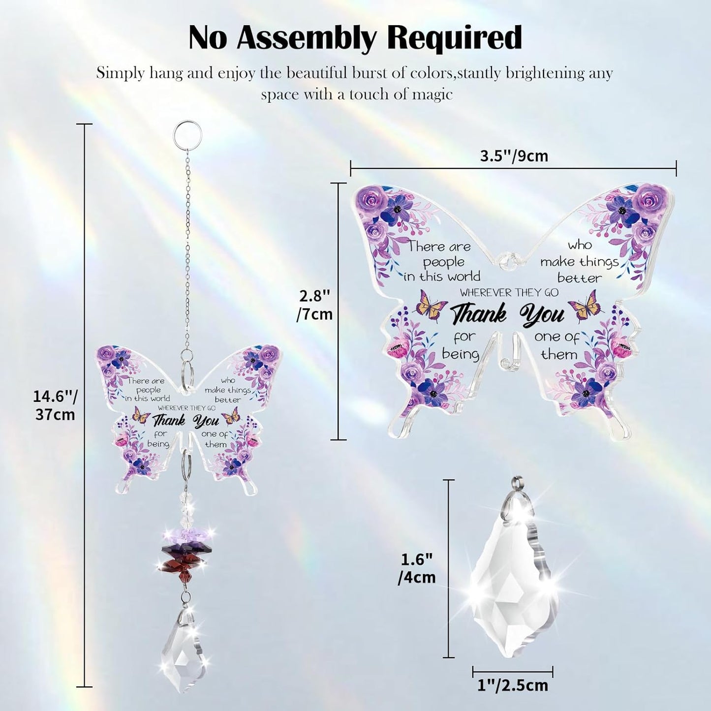 Christmas Thank You Gifts for Women Crystal Suncatcher, Employee Appreciation Gifts Hanging Butterfly Crystal Suncatcher, Thank You Gift for Coworkers, Friends, Teachers Rainbow Maker Ornament