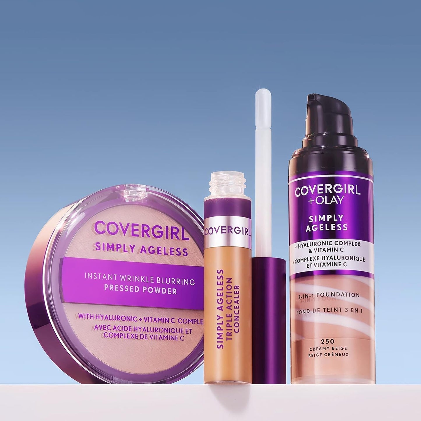 CoverGirl & Olay Simply Ageless 3-in-1 Liquid Foundation, Matte, Hyaluronic, Vitamin C