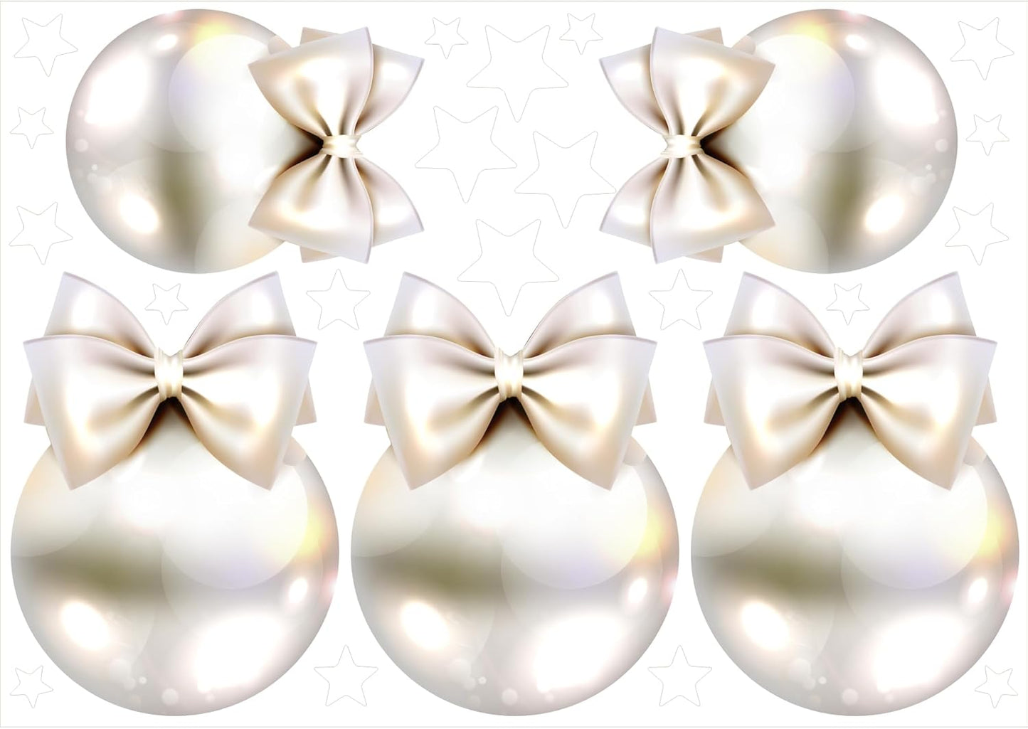 Christmas Bauble Snowflakes Window Decals Stickers for Glass, Large Xmas Designs Home Decorations Holiday Bling, DIY Mural Showcase for Office Business, Pastel Glossy Vinyl Decorations