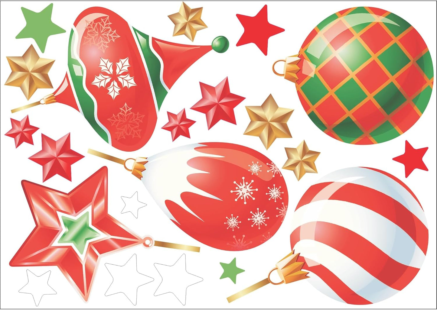 Christmas Bauble Snowflakes Window Decals Stickers for Glass, Large Xmas Designs Home Decorations Holiday Bling, DIY Mural Showcase for Office Business, Pastel Glossy Vinyl Decorations