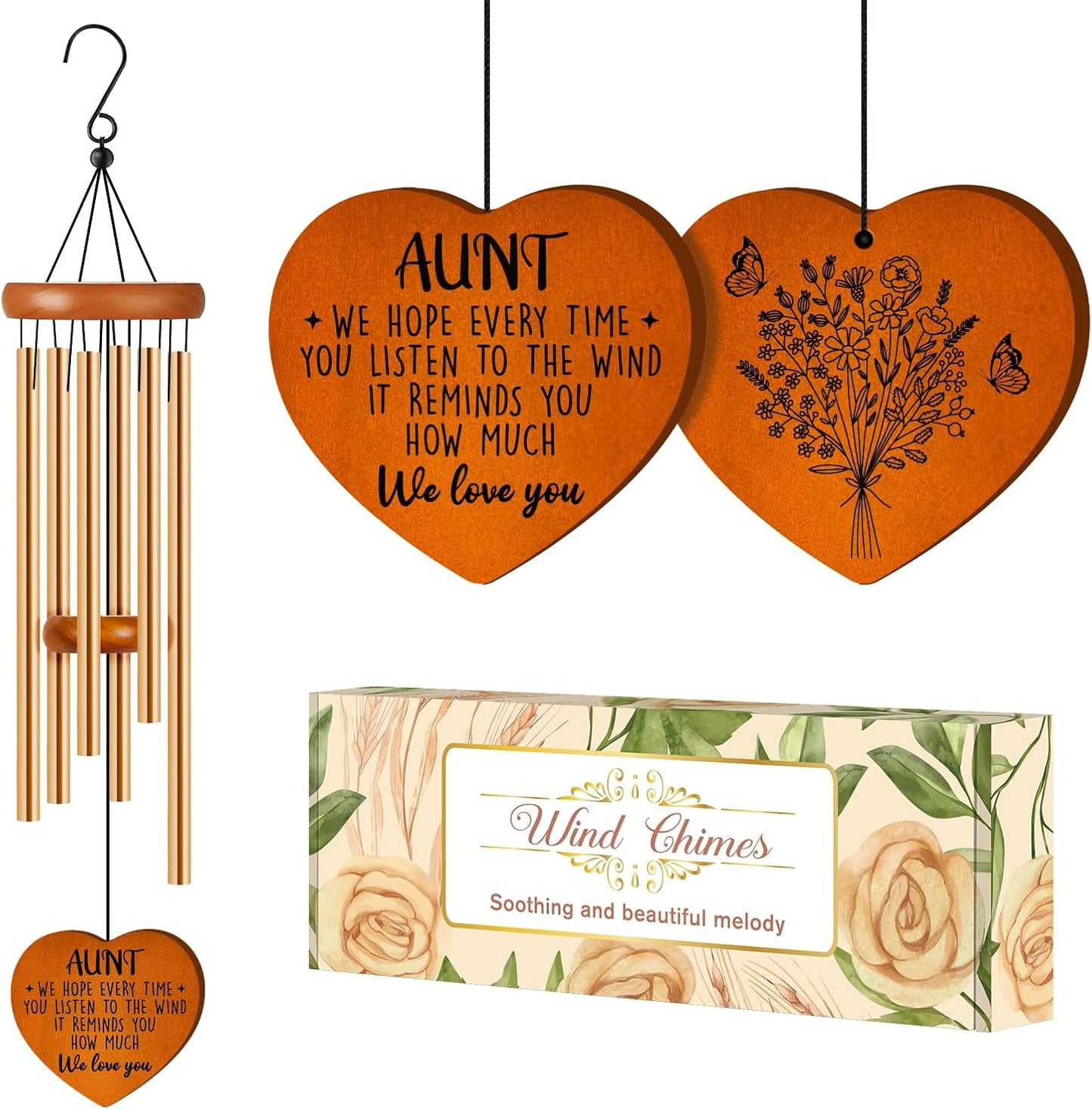 Aunt Gifts for Women, Birthday Gifts for Aunt from Niece Nephew, Unique Aunt Wind Chime Garden Decor, Mothers Day Christmas Thanksgiving
