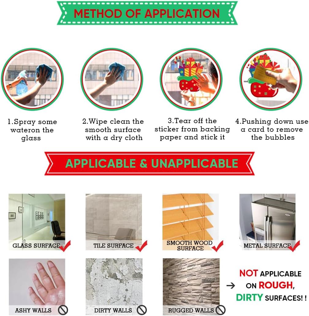 169 PCS Christmas Snowflake Window Cling Christmas Window Clings for Glass Windows Xmas Decorations