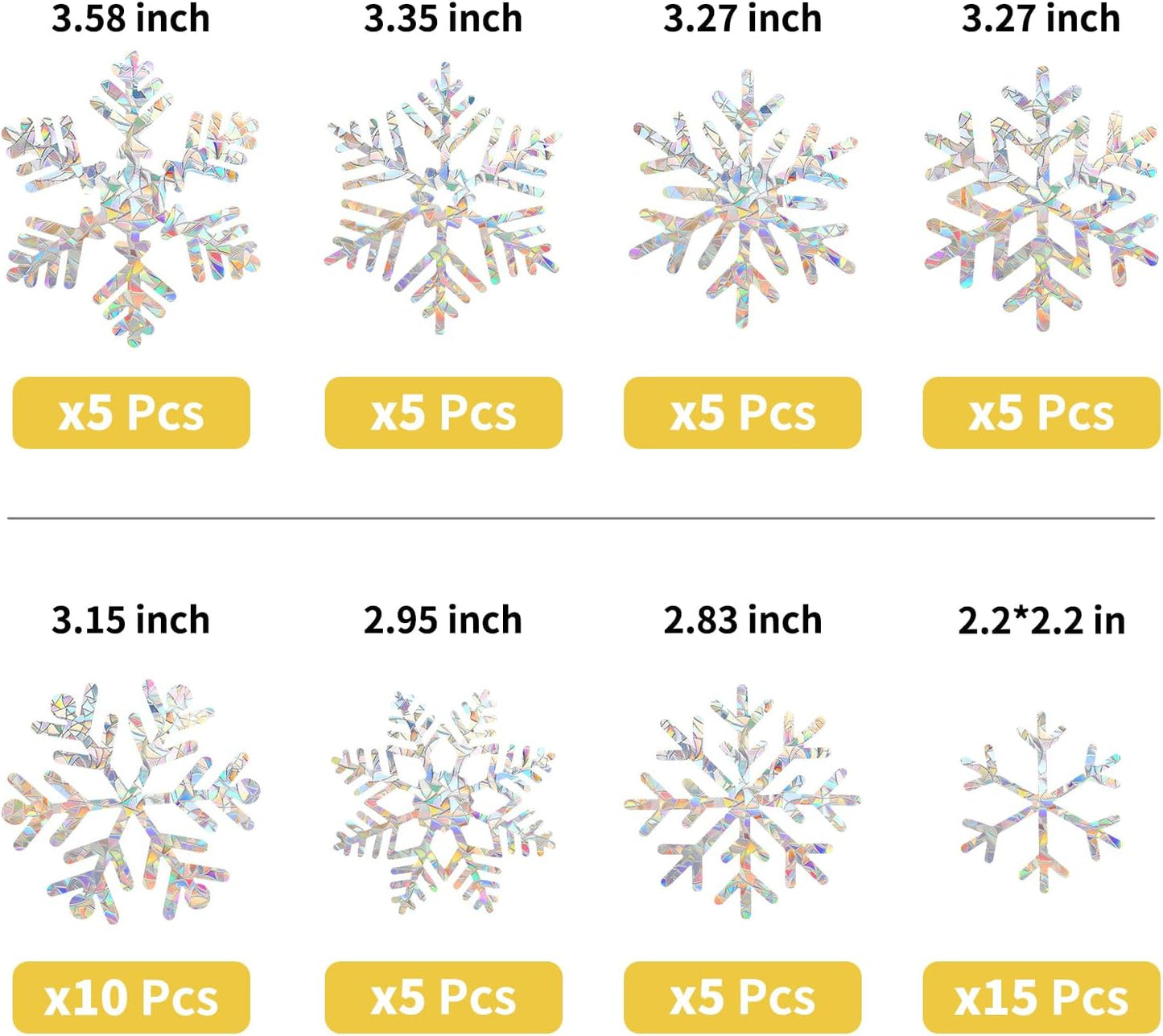 Snowflake Stickers, DELLAN 55 Christmas Window Clings Winter Decoration for Glass Windows, Decals for Bird Strike