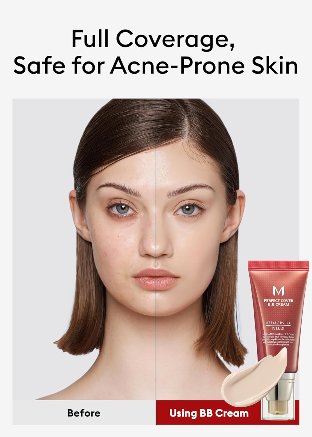 MISSHA M Perfect Cover BB Cream No.21 Light Beige SPF 42 PA+++ 1.69oz Tinted Moisturizer