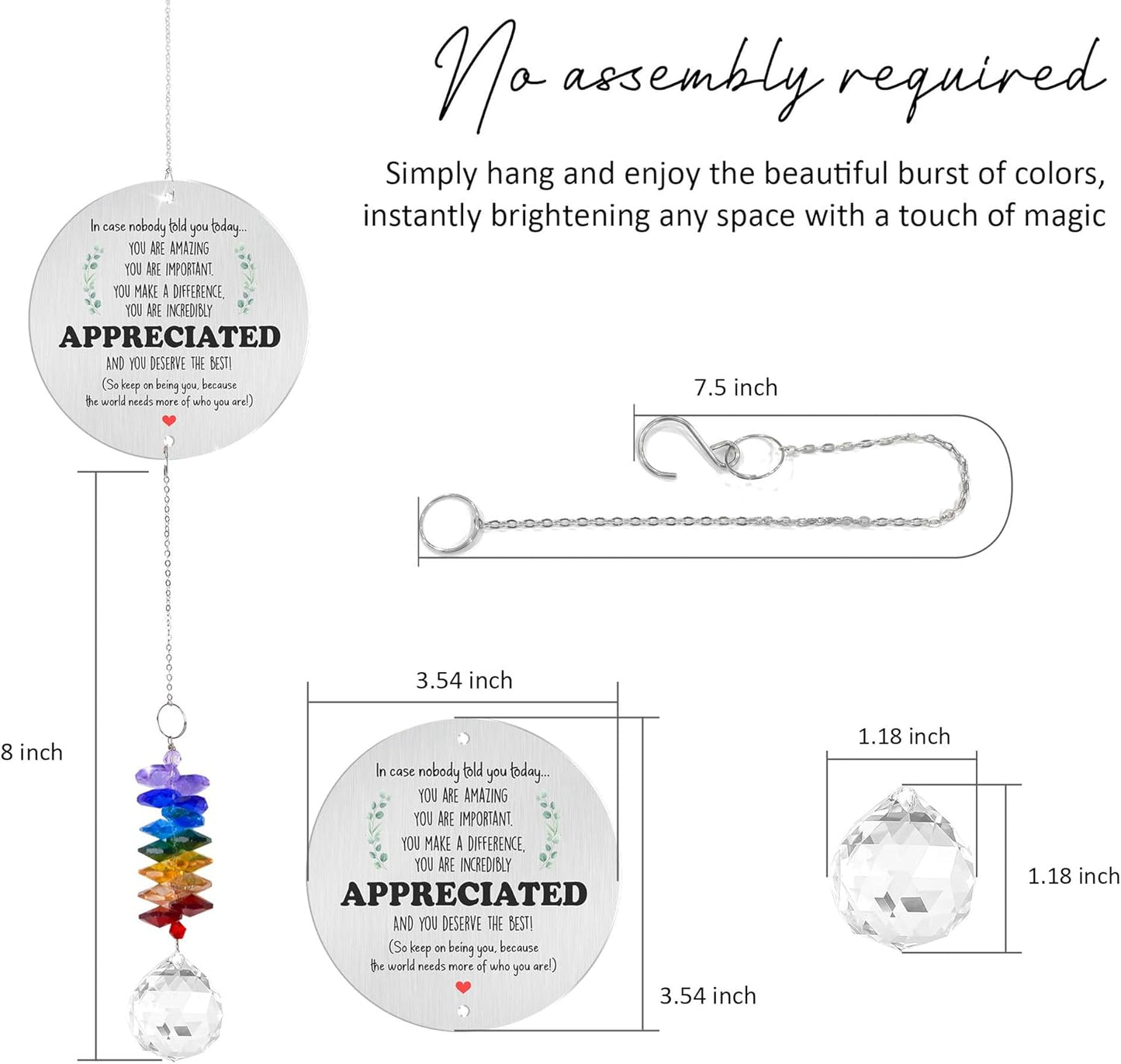 Aluminum Ornament Suncatcher - You are Appreciated - Inspirational Gift Ideas - Encouragement Christmas Ornament - Thank You Gifts for Women Men Friends - Appreciation Gifts for Coworker