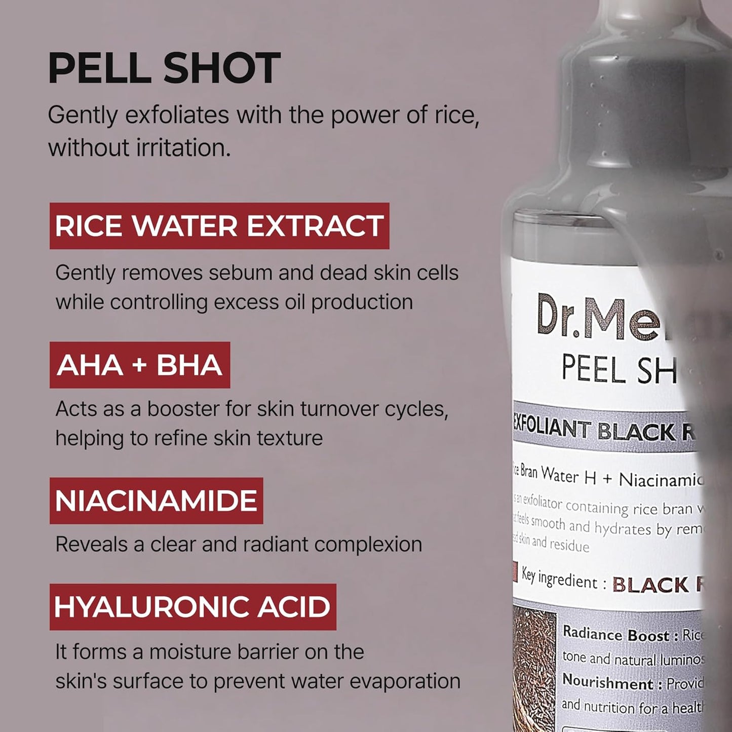 Peel Shot Glow Black Rice Ampoule - Soft Exfoliating Scrub & Blackhead Remover 80ml