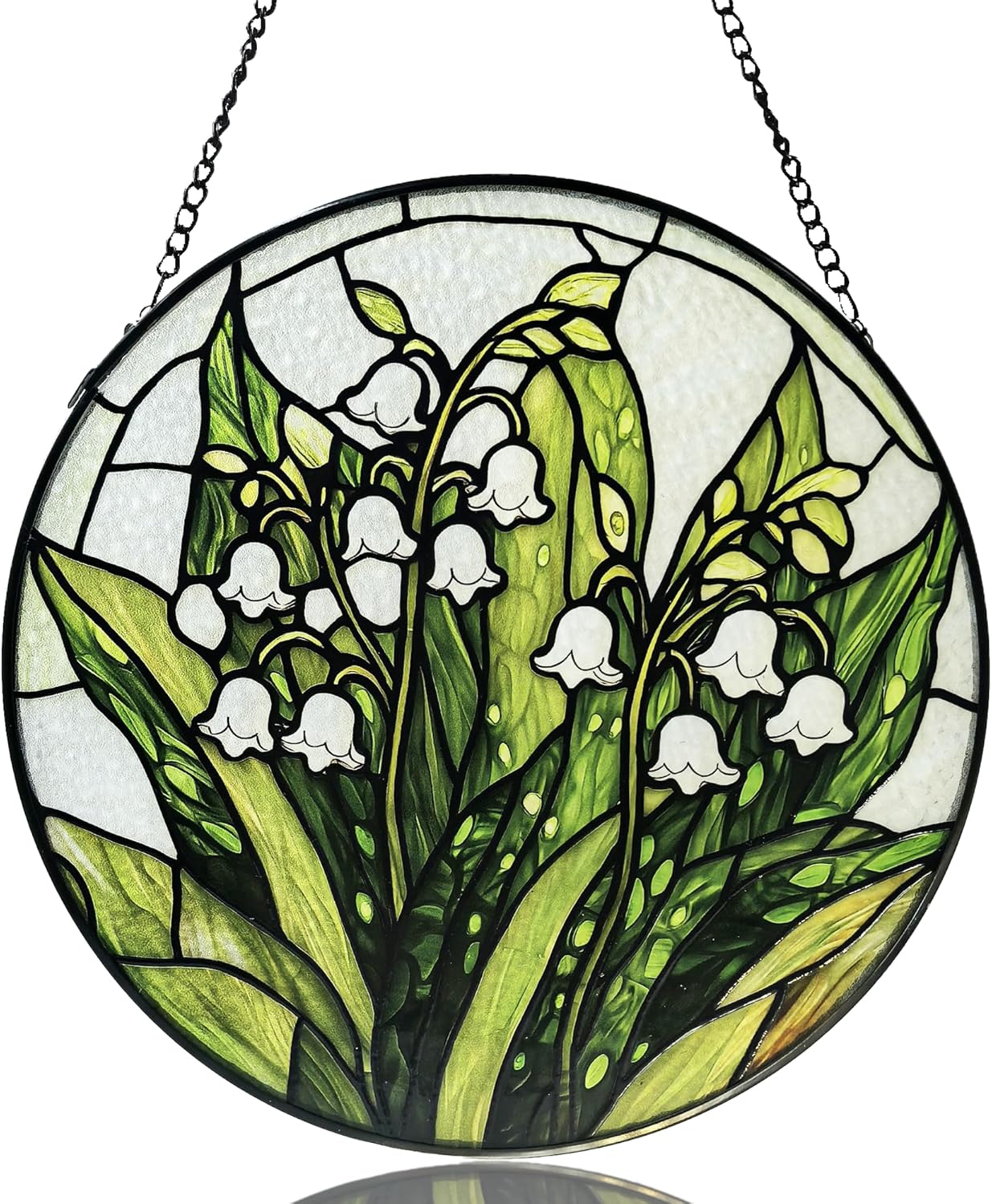 River and Dragonfly Pattern Suncatcher Stained Glass,Hanging Stained Glass for Windows,20cm/7.87inch Hand-Painted Sun Catcher, 9.8 inch