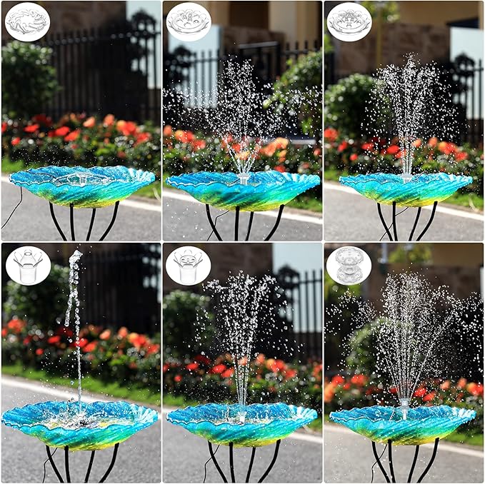 AISITIN 3.5W Solar Fountain Pump for Water Feature Outdoor DIY Solar Bird Bath Fountain with Multiple Nozzles, Solar Powered Water Fountain for Garden, Ponds, Fish Tank and Aquarium