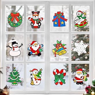 LUDILO 135Pcs Christmas Window Clings Snowflakes Window Decals Static Window Stickers for Christmas Decorations Windows Décor Ornaments Xmas Party Supplies Thanksgiving Party Décor