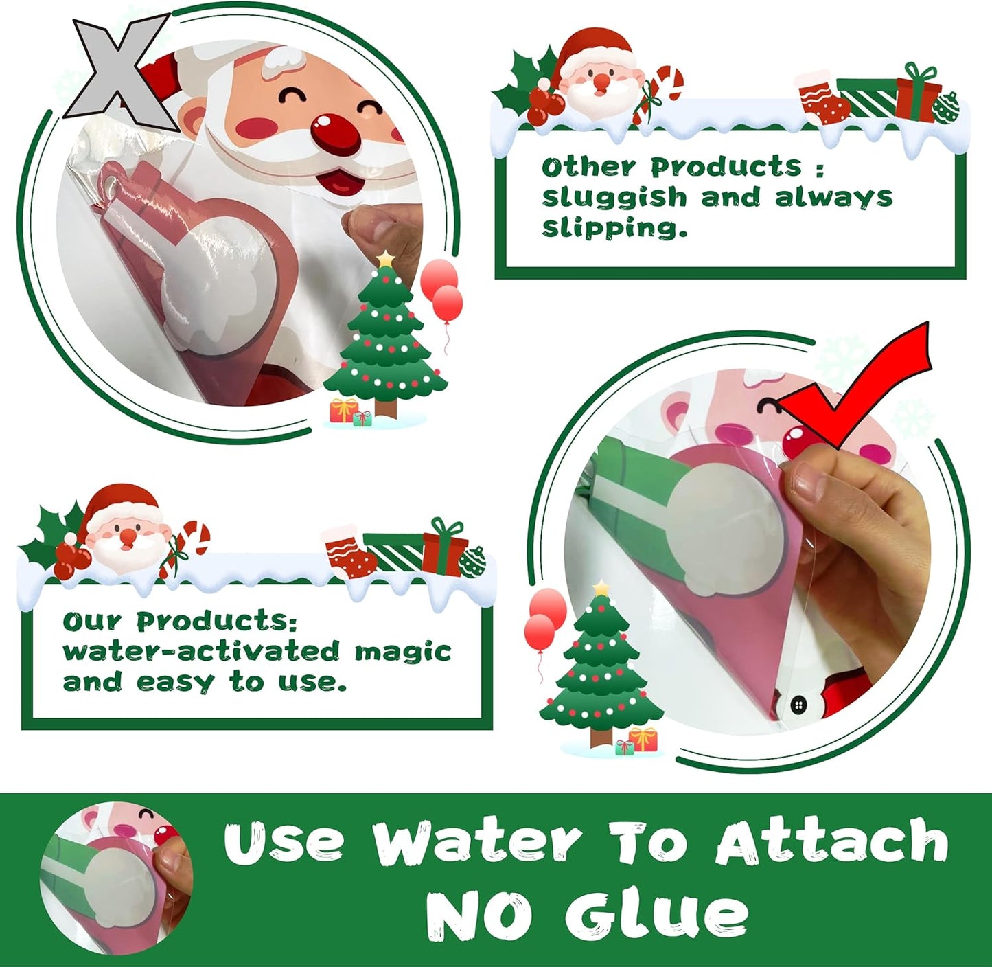 T&W SAME FILM 71 PCS Christmas Window Clings Stickers for Glass, Window, Car Decor, Xmas Decals Decorations Holiday Snowflake Santa Claus Reindeer Decals for Party, Reusable