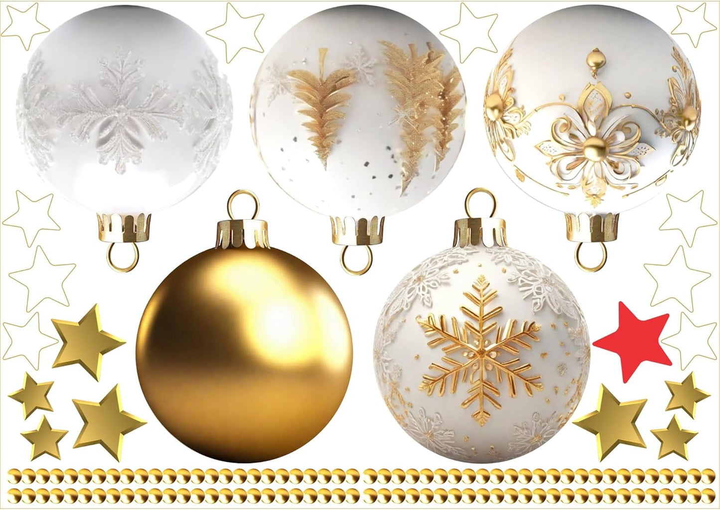 Christmas Bauble Snowflakes Window Decals Stickers for Glass, Large Xmas Designs Home Decorations Holiday Bling, DIY Mural Showcase for Office Business, Pastel Glossy Vinyl Decorations