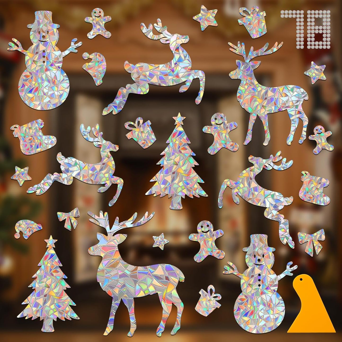 Snowflake Stickers, DELLAN 55 Christmas Window Clings Winter Decoration for Glass Windows, Decals for Bird Strike
