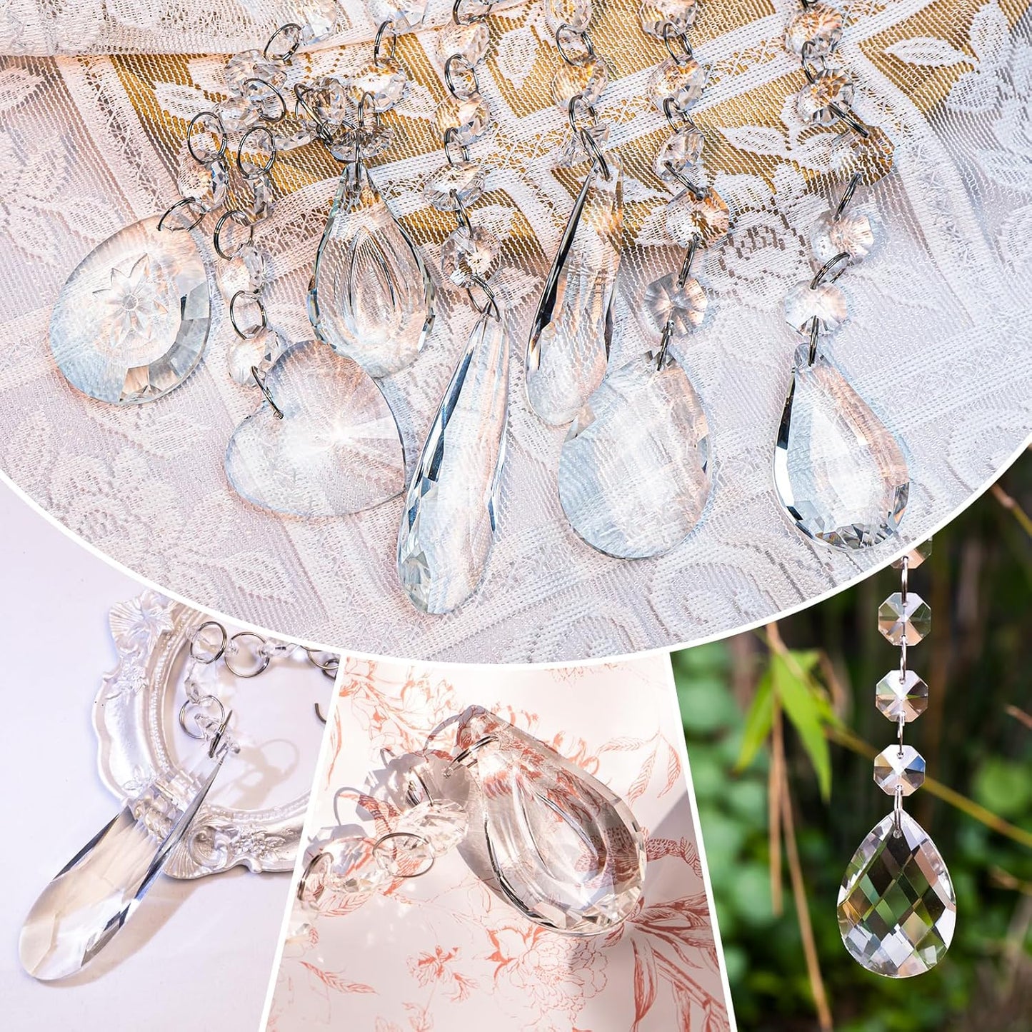 7PCS Sun Catchers Crystals, Rainbow Maker Pendants Hanging Crystals Sun Catchers for Windows, Clear Crystal Sun Catchers Garden Ornament Crystal Chandelier Prisms