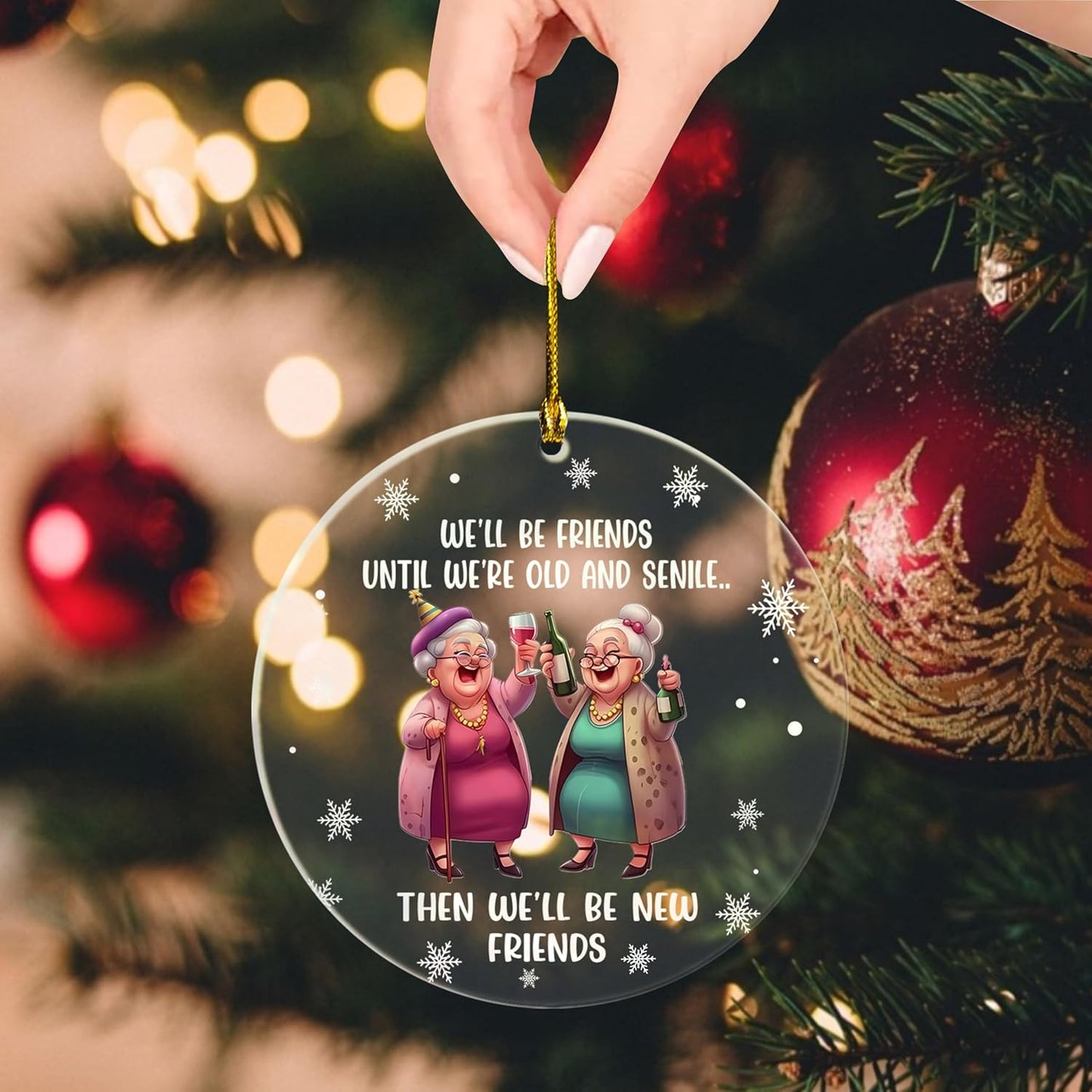 Best Friend Ornaments for Christmas Tree 2025, Funny Bestie Forever Ornaments, for Bestfriends, Work Friends, Co Worker, Acrylic Ornament. (H80)