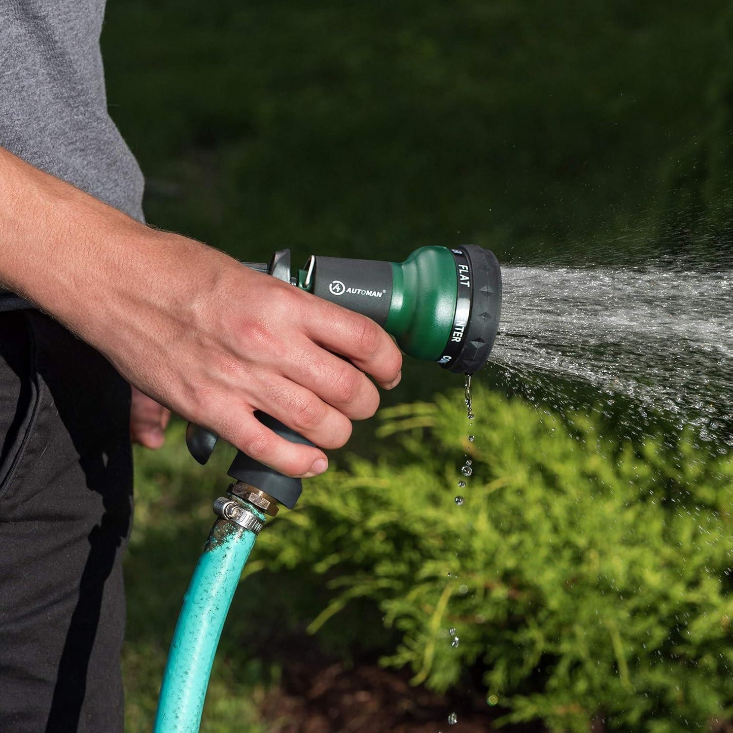 ABS Garden Hose Nozzle with 7 Spray Patterns, Slip-Resistant for All Uses