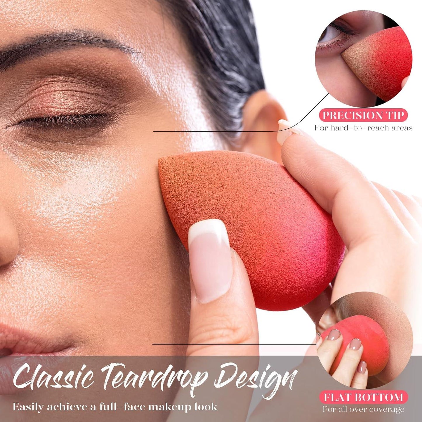 5 Pcs Latex-Free Makeup Sponge Set for Blending Foundation, Liquid, Cream & Powder