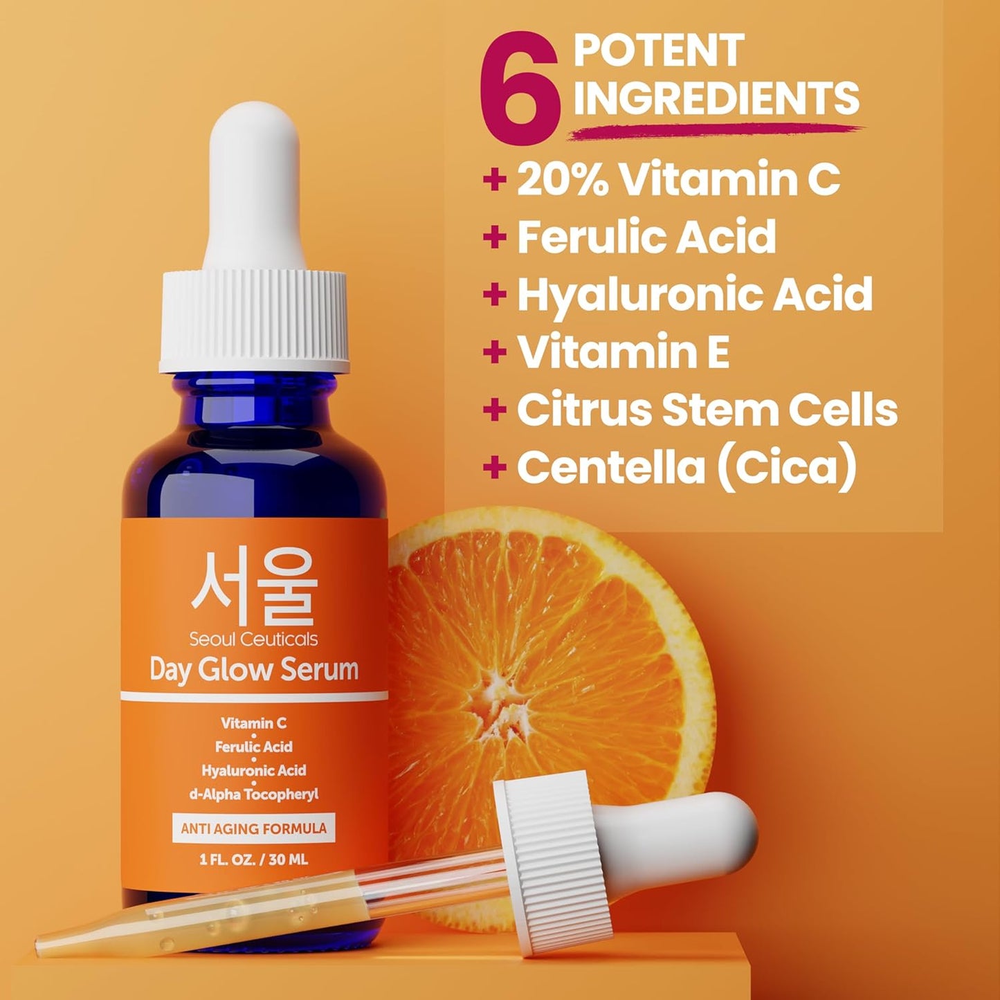 SeoulCeuticals 20% Vitamin C & Hyaluronic Acid Serum - Anti-Aging & Wrinkle 1oz