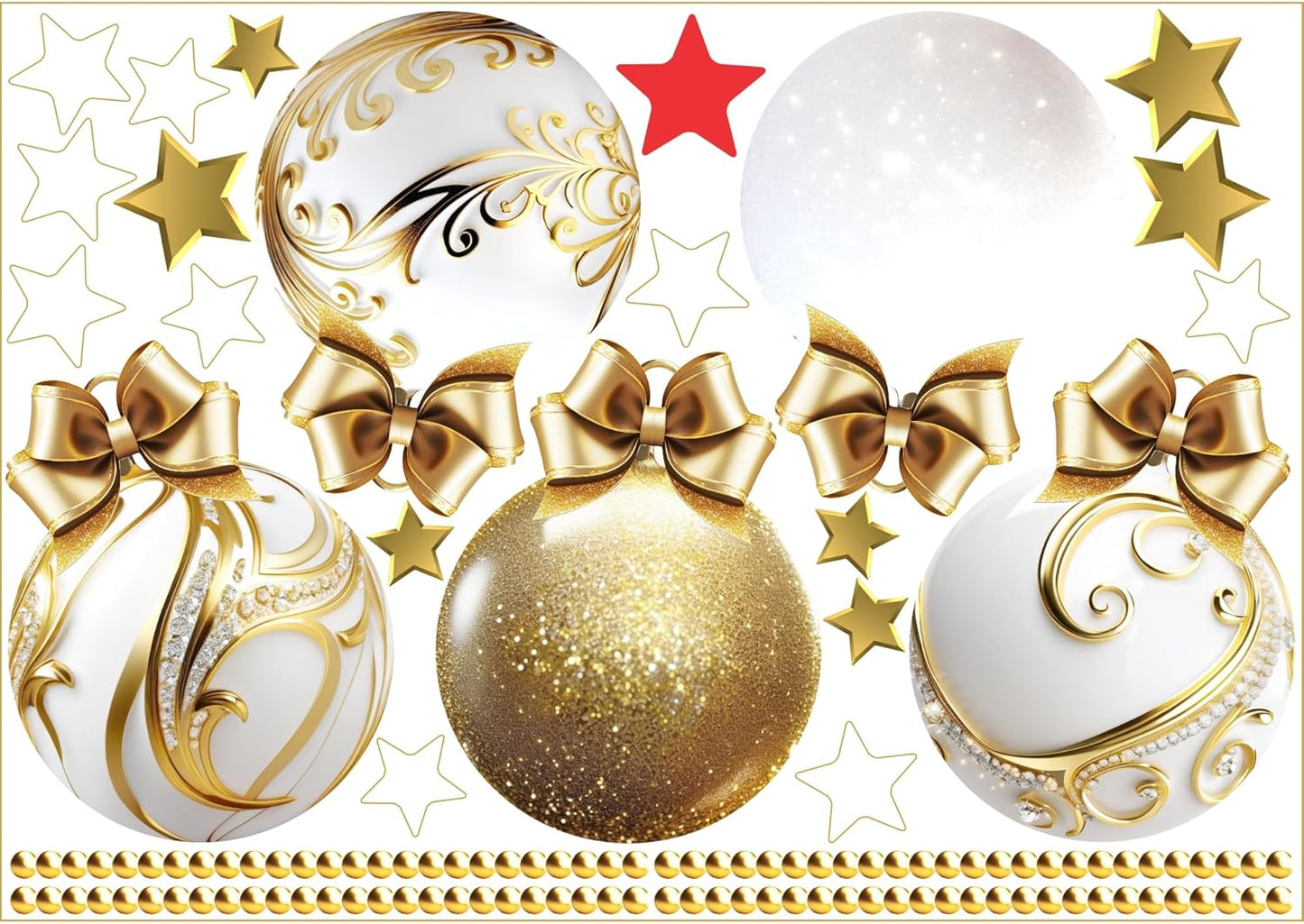 Christmas Bauble Snowflakes Window Decals Stickers for Glass, Large Xmas Designs Home Decorations Holiday Bling, DIY Mural Showcase for Office Business, Pastel Glossy Vinyl Decorations