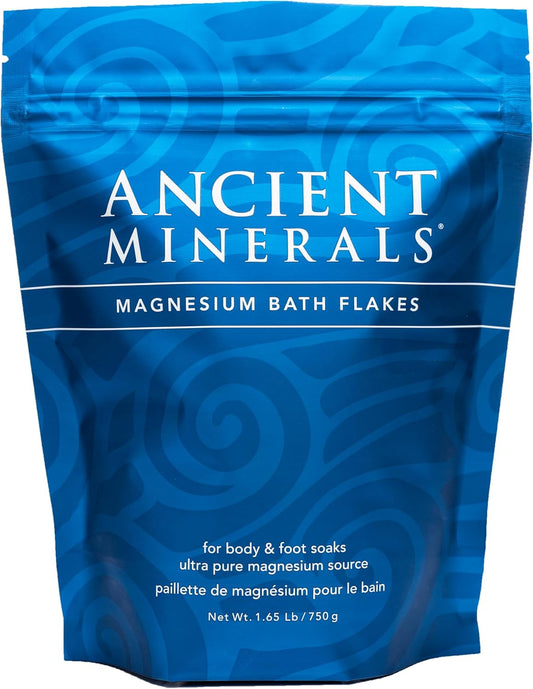 Ancient Minerals Magnesium Bath Flakes – Pure Zechstein Chloride, 1.65 lbs Bag