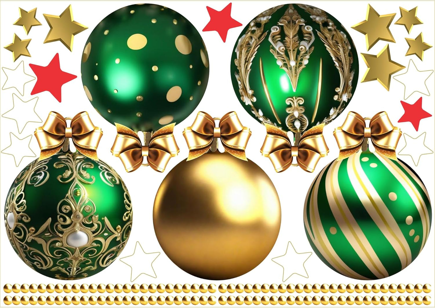 Christmas Bauble Snowflakes Window Decals Stickers for Glass, Large Xmas Designs Home Decorations Holiday Bling, DIY Mural Showcase for Office Business, Pastel Glossy Vinyl Decorations