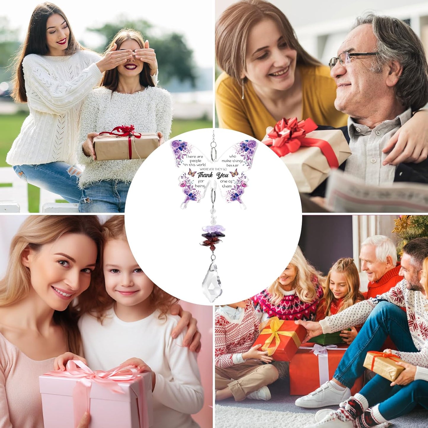 Christmas Thank You Gifts for Women Crystal Suncatcher, Employee Appreciation Gifts Hanging Butterfly Crystal Suncatcher, Thank You Gift for Coworkers, Friends, Teachers Rainbow Maker Ornament