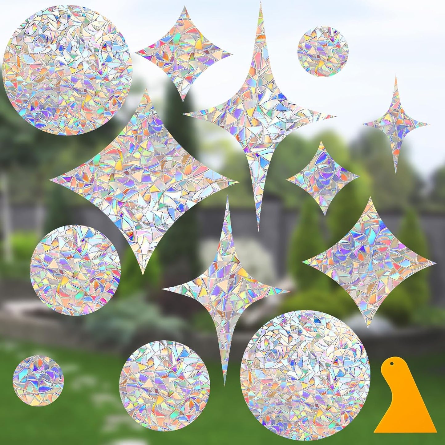 Snowflake Stickers, DELLAN 55 Christmas Window Clings Winter Decoration for Glass Windows, Decals for Bird Strike