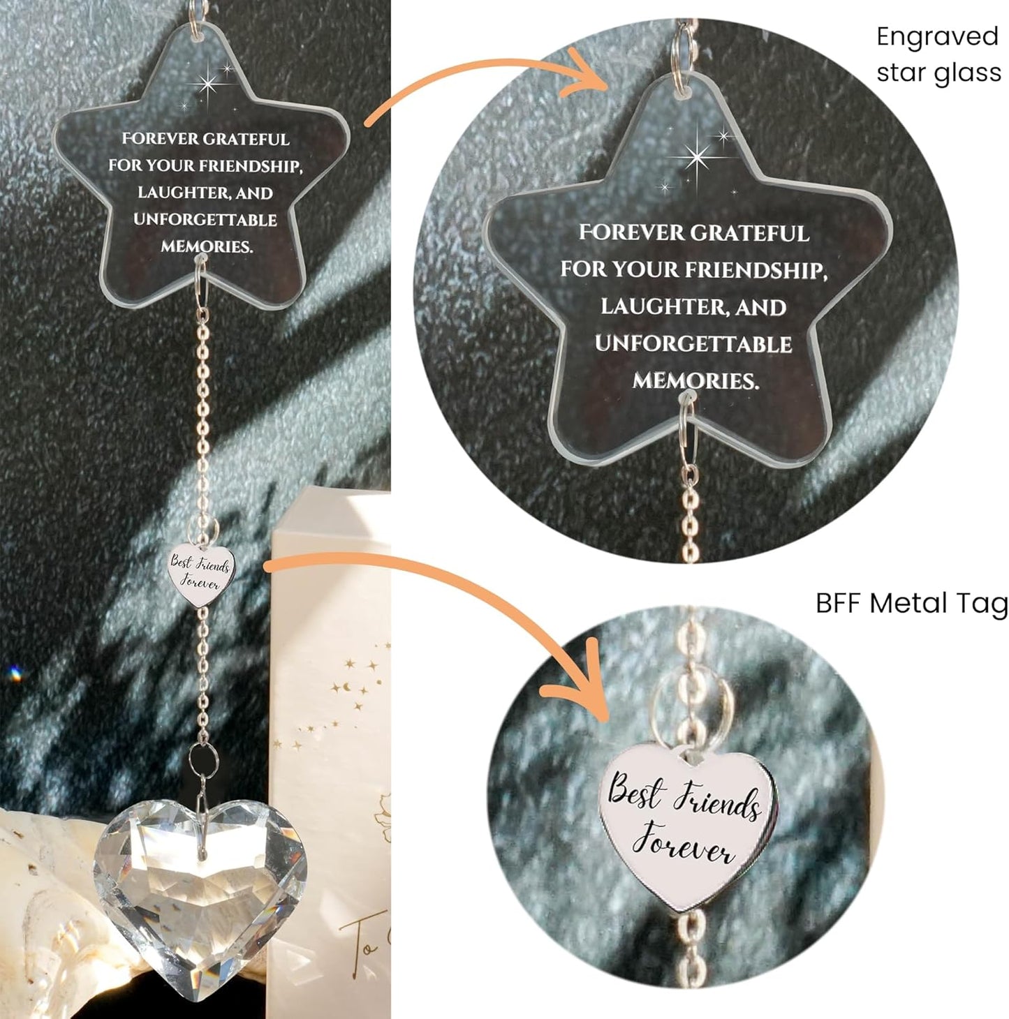 ARUN Bestie Gifts for Women Friendship Gifts for Sister Birthday Sun Catcher Unique Gifts idea BFF Female Friends Friendship Gifts for Sister Best Friend