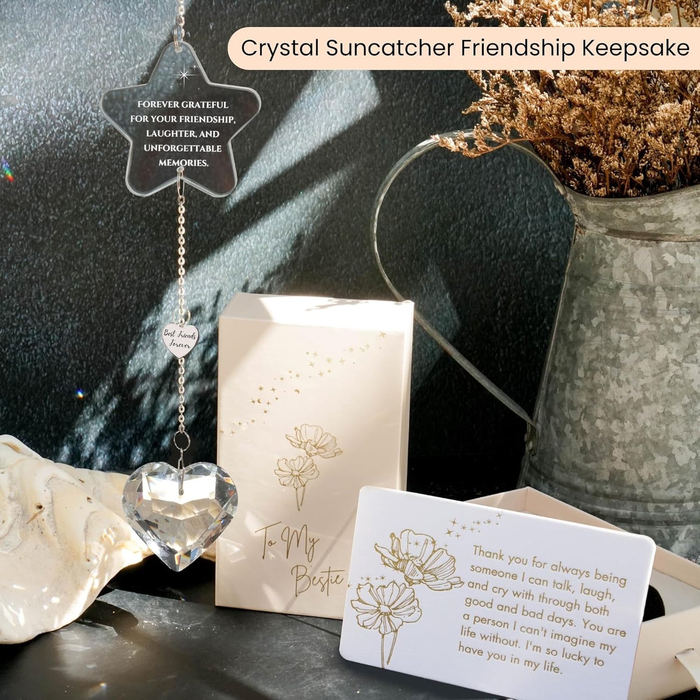 ARUN Bestie Gifts for Women Friendship Gifts for Sister Birthday Sun Catcher Unique Gifts idea BFF Female Friends Friendship Gifts for Sister Best Friend