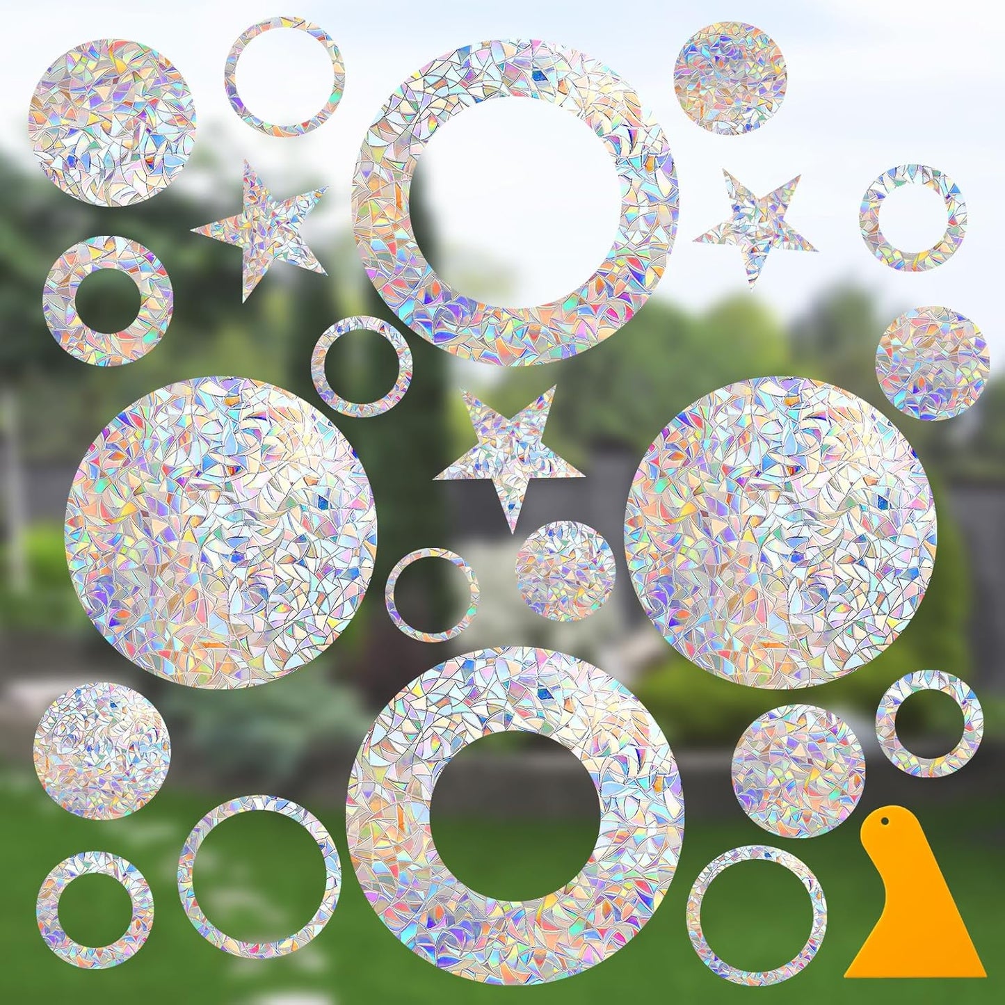 Snowflake Stickers, DELLAN 55 Christmas Window Clings Winter Decoration for Glass Windows, Decals for Bird Strike