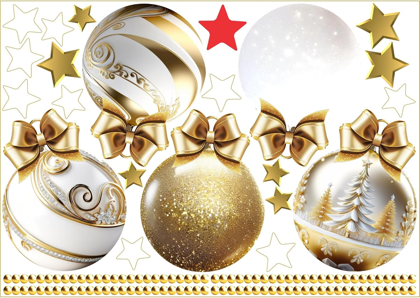 Christmas Bauble Snowflakes Window Decals Stickers for Glass, Large Xmas Designs Home Decorations Holiday Bling, DIY Mural Showcase for Office Business, Pastel Glossy Vinyl Decorations