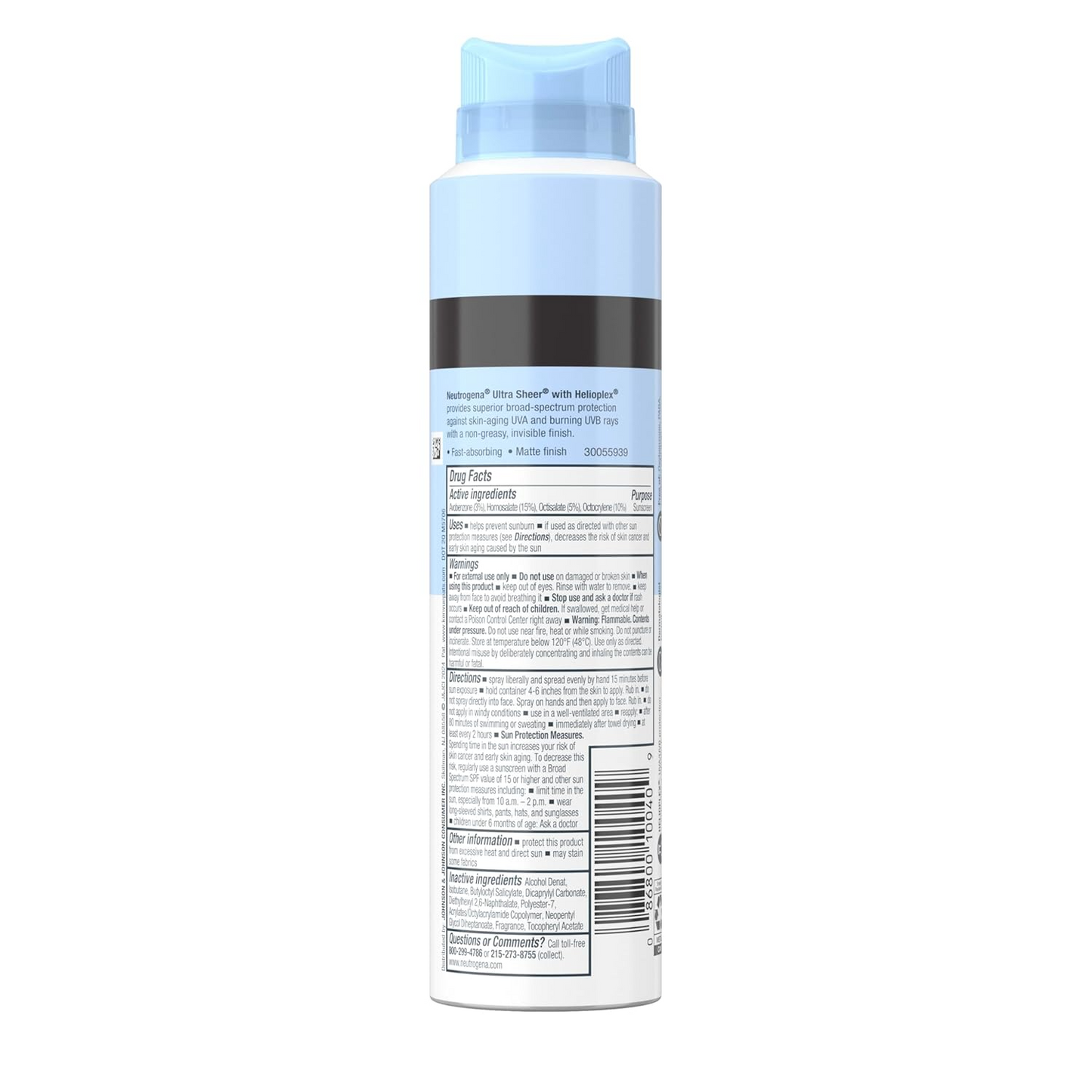 Neutrogena Ultra Sheer Body Mist Sunscreen Spray, Broad Spectrum SPF 70, Lightweight Spray Sunscreen, Non-Greasy & Water Resistant, Oil-Free & Non-Comedogenic UVA/UVB, 5 oz, Pack of 3